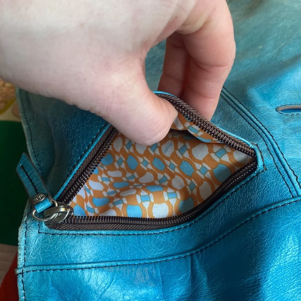 HOBO Teal Turquoise Leather Crossbody Bag